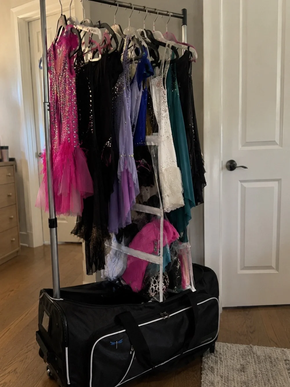 Brand new dance bag suitcase for competition travel hanging rod closet portable